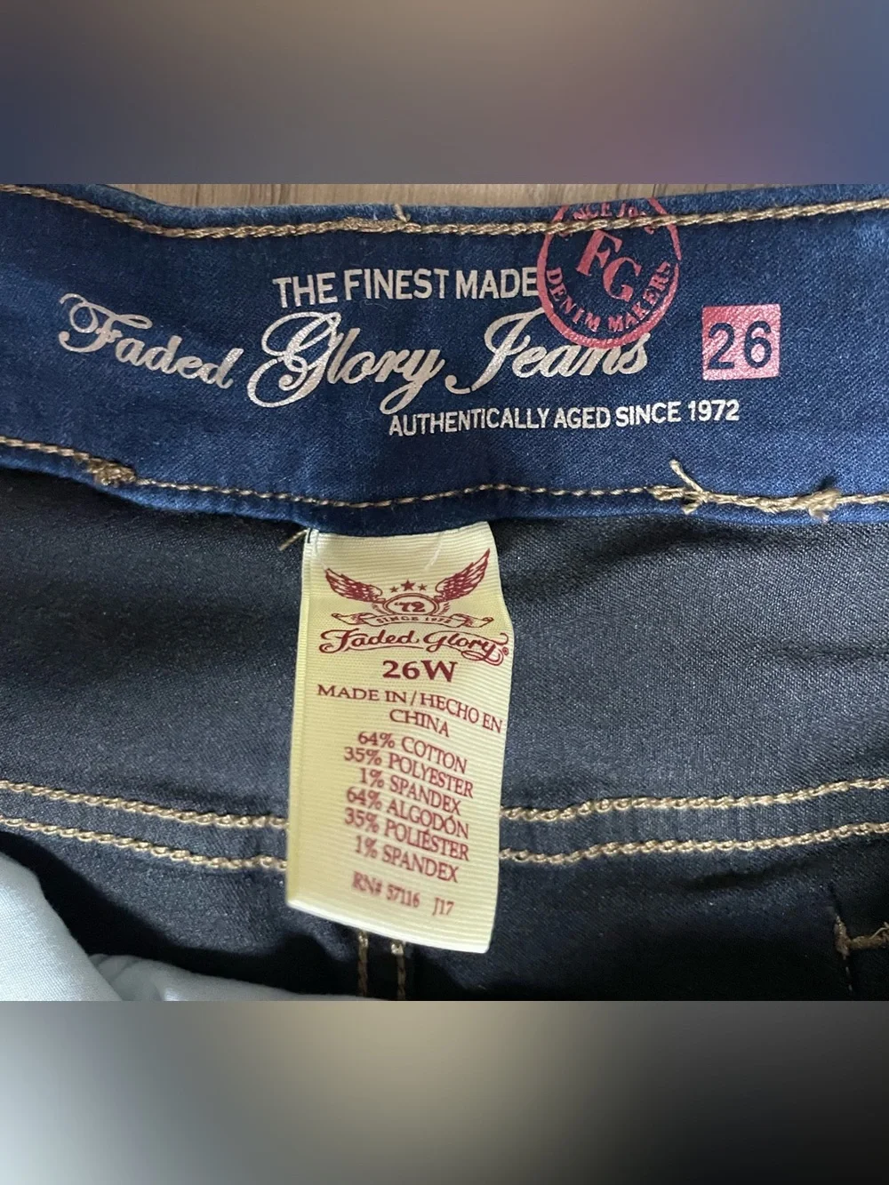 Faded Glory Womens Jeans 26W Dark Indigo Plus Pants
